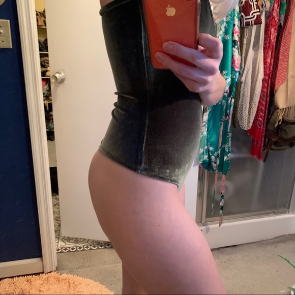 Madewell Green Velvet Racerback Thong Bodysuit S - Picture 4 of 8